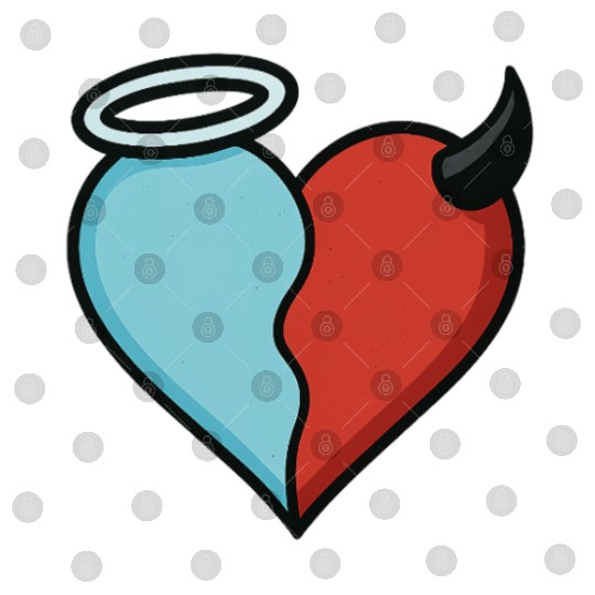 Divided Heart Good and Evil Contrast Angel, Devil Digital Files