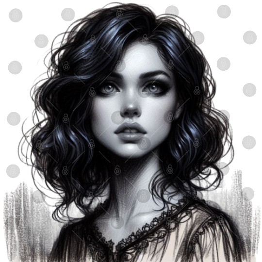 Elegant Woman Portrait Black and White Art Digital Files