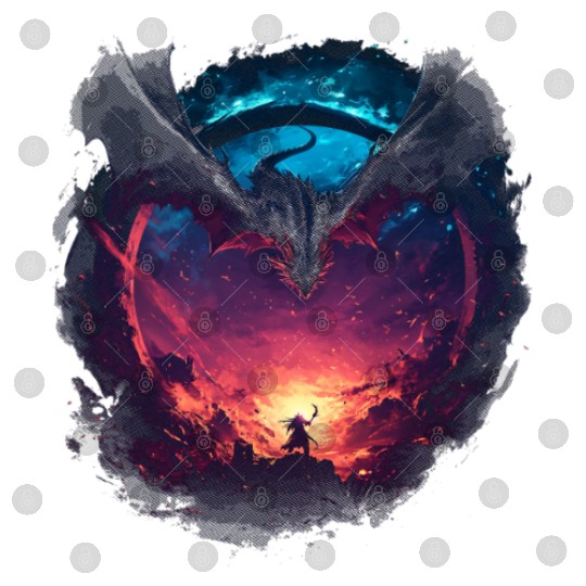 Epic Dragon Motif Fantasy Meets Heroism Digital Files