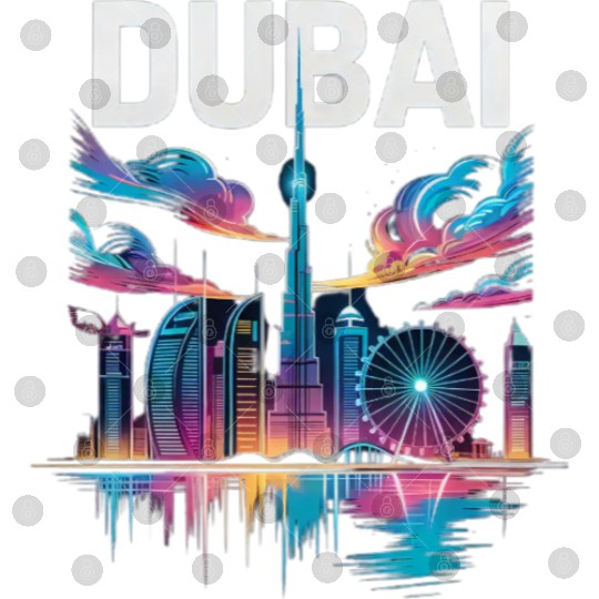 Dubai Skyline Neon Art Digital Files