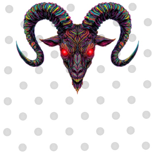 Psychedelic Demon Head with Spiral Horns Digital Files