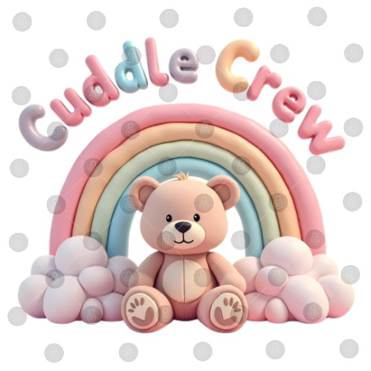 Soft teddy bear sitting under a rainbow Digital Files
