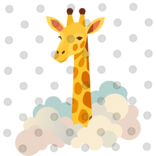 Gentle Giraffe Above the Clouds – Dreamy Motif Digital Files