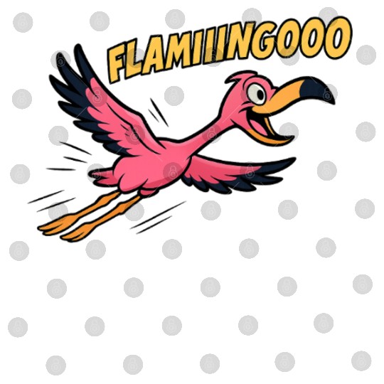 FLAMIIINGOOO – Funny Cartoon Flamingo in Flight De Digital Files