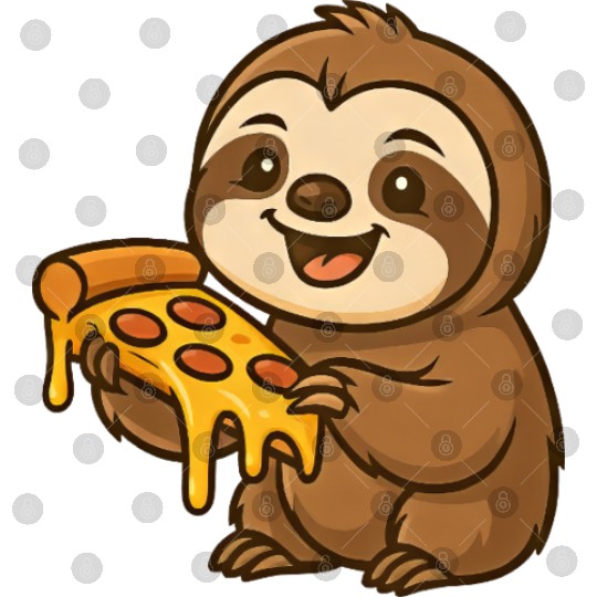 Cute sloth cartoon pizza pizza lovers fun Digital Files