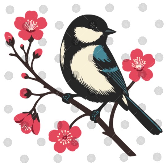 Cherry Blossom Bird - Spring Serenity Art Digital Files