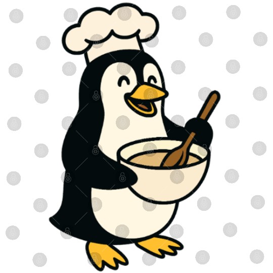 Adorable Cooking Penguin Chef Digital Files