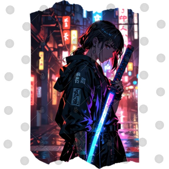 Cyberpunk Samurai Girl Digital Files