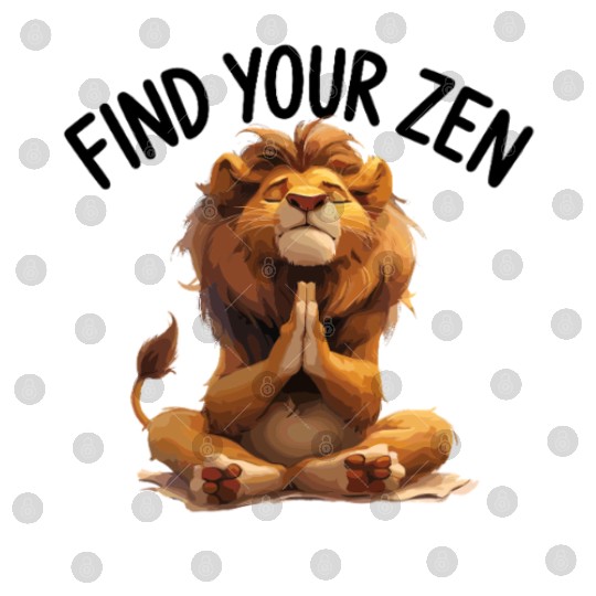 Calm Meditative Lion Yoga Pose Illustration for Digital Files
