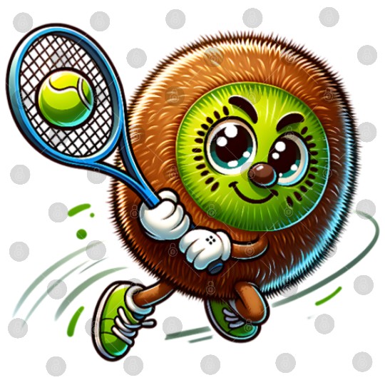 Kiwi Tennis Star – Furry Fruit Champion on Court Digital Files