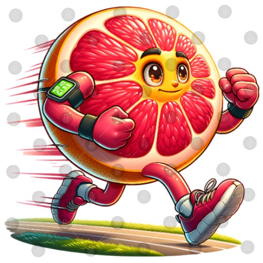 Running Grapefruit Power – Sporty Citrus in Motion Digital Files