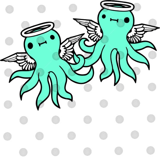 2 octopus angel team two friends wings halo flying Digital Files