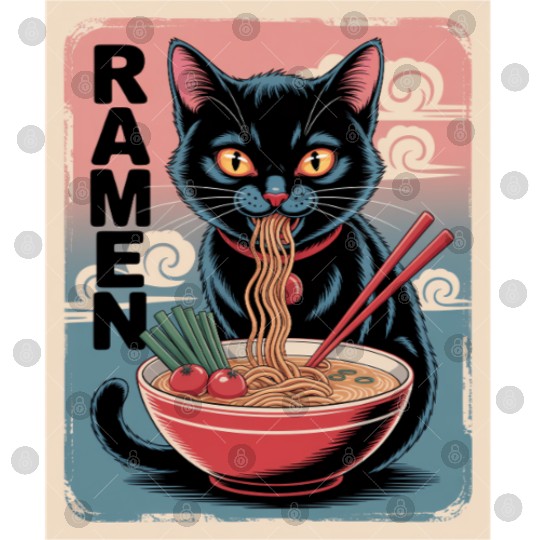 Ramen Cat Japanese Style Digital Files