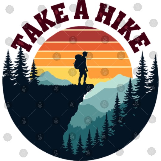 Take A Hike - Vintage Sunset Mountain Silhouette Digital Files