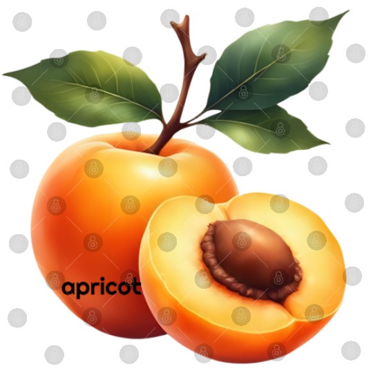 Apricot branch with green leaves Digital Files