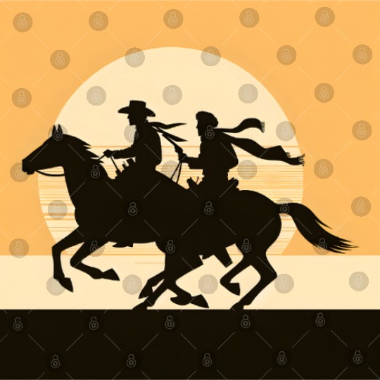 Wild West Cowboy Sunset Ride Digital Files