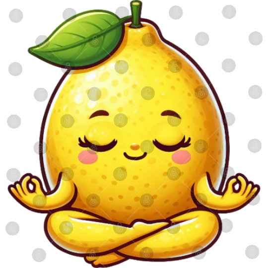 Cute lemon yoga meditation relaxation cartoon Digital Files