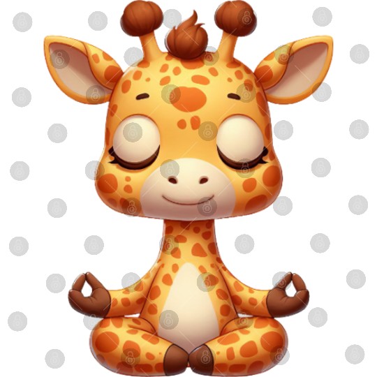 Cute giraffe yoga meditation relaxation cartoon Digital Files