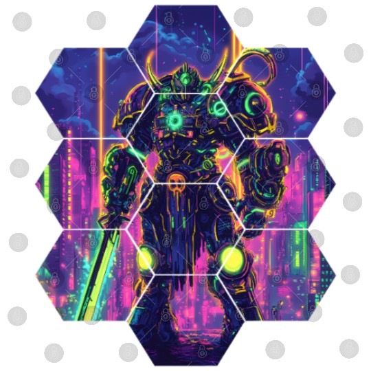 Bright Sci Fi Warrior In Neon Colors Digital Files