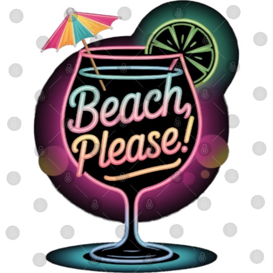 Neon Tropical Cocktail Beach Please Retro Summer Digital Files