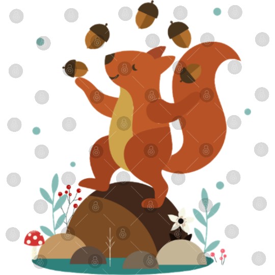 Juggling Squirrel - Funny Forest Scene Digital Files