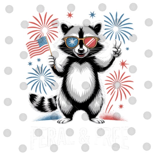 Feral And Free Patriotic Raccoon Digital Files