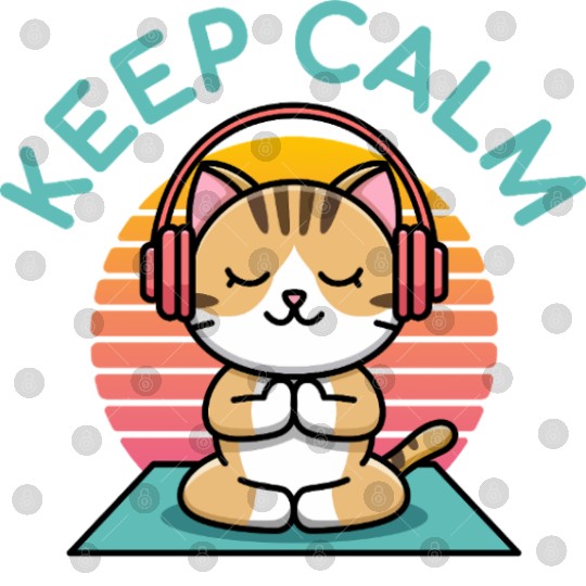 Keep Calm Retro Yoga Cat Lover Meditation Digital Files