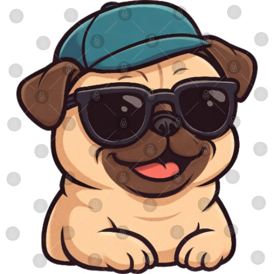 Cool pug with sunglasses summer joy cartoon Digital Files