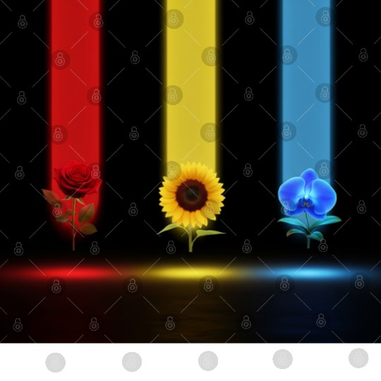 Three Glowing Blooms: Rose, Sunflower, and Orchid Digital Files