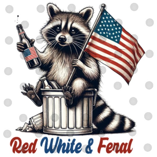 Red White and Feral Raccoon 4th July Digital Files