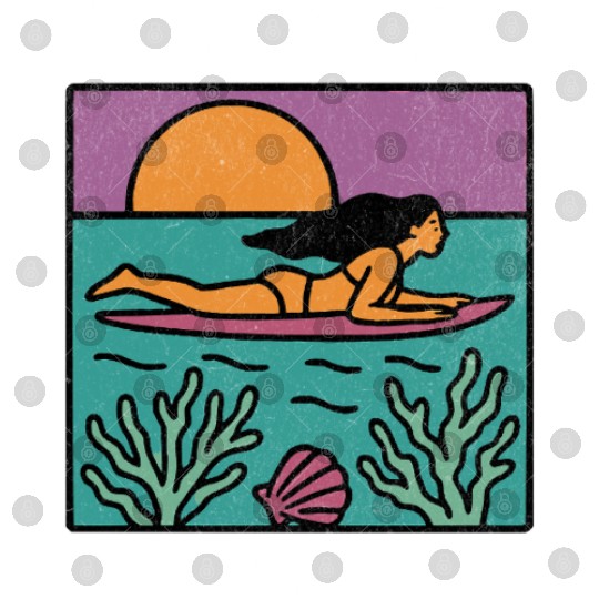 Surf More Stress Less | Tropical Sunset Surf Girl Digital Files