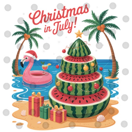 Christmas In July Watermelon Xmas Tree Santa Digital Files