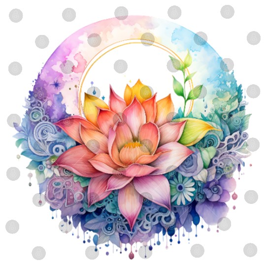 Retro Zen Lotus Mandala Rainbow Digital Files