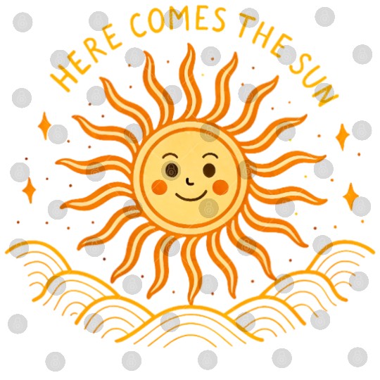 Here Comes The Sun Wavy Folk Art Retro 60s Digital Files