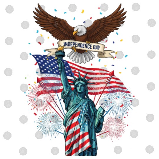 US flag with eagle and statue of liberty Digital Files