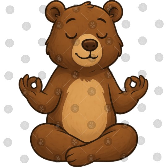 Cute bear yoga relaxation chill meditation relax Digital Files