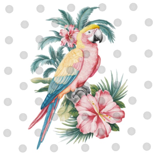 Tropical Parrot and Hibiscus Flowers Digital Files