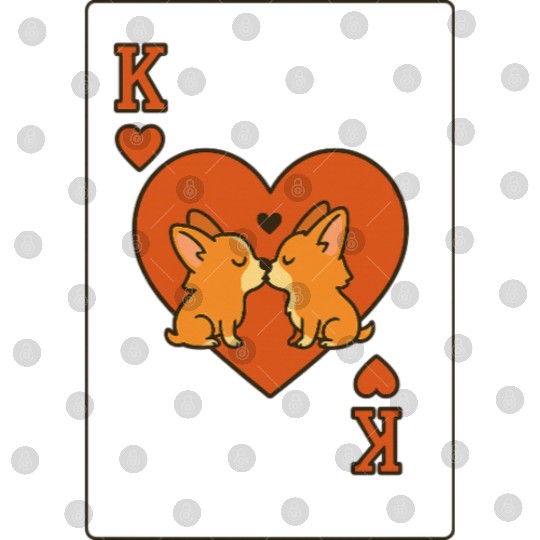 Du Du Corgi King of Hearts – Cute Poker Card Digital Files