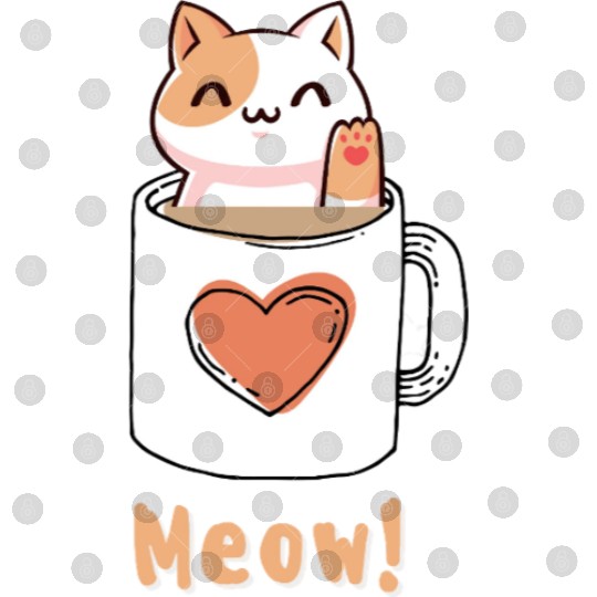 Fluffy kitty tea for women Digital Files