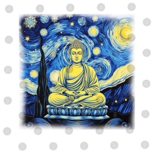Starry Night Buddha Zen Art Inspired by Van Gogh Digital Files