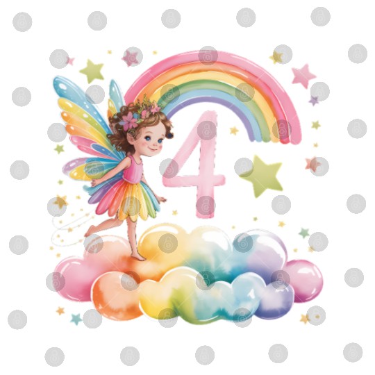 Magical Rainbow Fairy Elf 4th Birthday Girl Digital Files