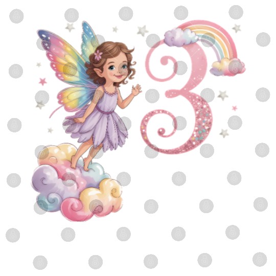Magical Rainbow Fairy Elf 3nd Birthday Girl Digital Files