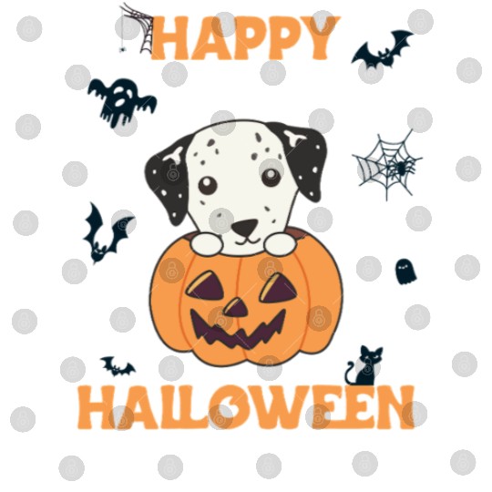 Dalmatian In Pumpkin Sweet Dogs Happy Halloween Digital Files
