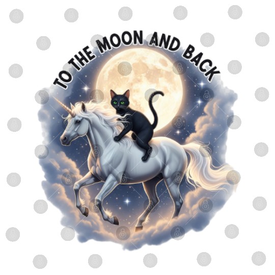 To the Moon and Back Cat Unicorn Fantasy Magic Cat Digital Files