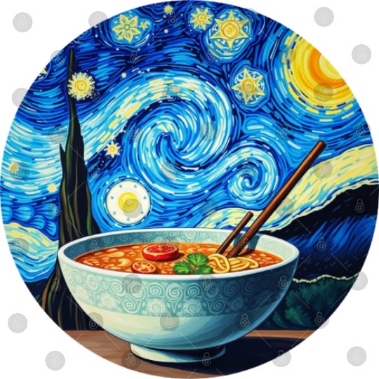 Van Gogh's Starry Night ramen noodle Bowl japanese Digital Files