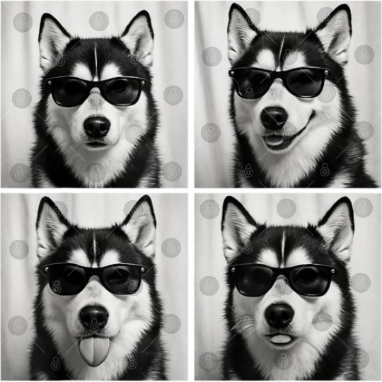 Fun Siberian Husky Sunglasses Portraits Digital Files