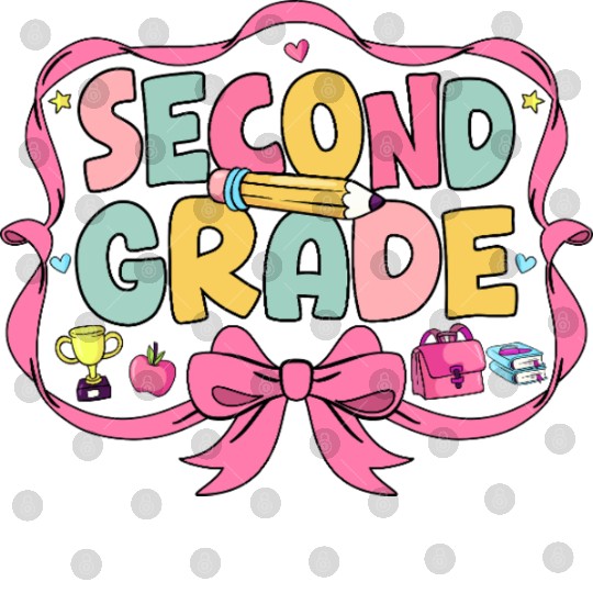 Preppy Back To School Second Grade Coquette Bow Digital Files