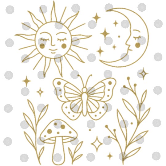 Celestial Magic Moon and Sun Doodle Digital Files