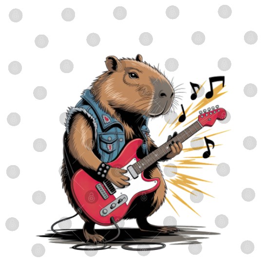 Cool Capybara Playing Electric Guitar Digital Files