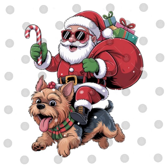 Santa Claus Yorkie Dog Christmas In July Digital Files